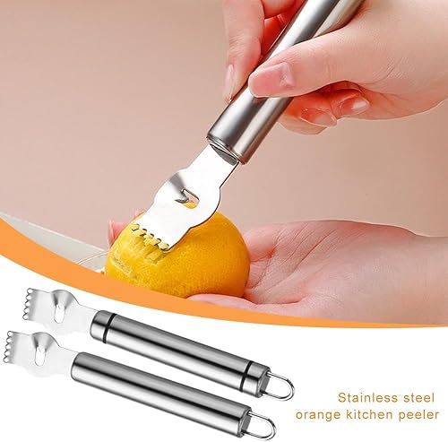 Zesteur de citron 2 en 1 en acier inoxydable avec trou pour éplucher les agrumes et les oranges - Mandolines et trancheuses - Nail Gallerys