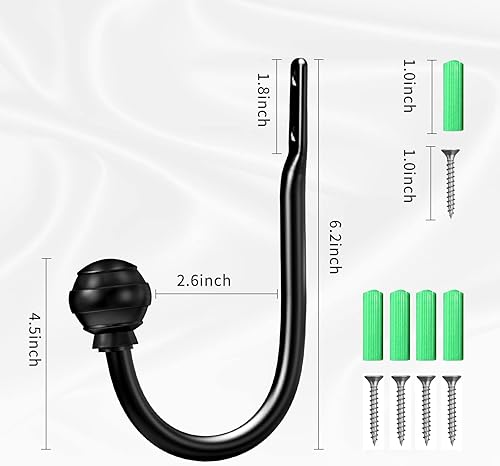 Hion Embrasses de Rideaux Noir 4 pièces, Embrasses de Rideaux Supports de Crochets de Rideaux muraux pour Rideaux - Nail Gallerys