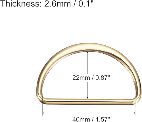 sourcing map Métal Anneaux D Boucle, 20pcs 40mm(1.57') 2.6mm Épais Anneaux D Soudés Boucle pour Sangle Couture Vêtements Sangles Sacs Ceinture DIY Accessoires, Or Ton - Nail Gallerys