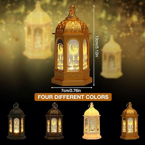 Vmxlso 4 Pièces Lanterne Ramadan, Lampe Ramadan Decoration, Eid Mubarak Ramadan Lanterne, Lune et étoile Lanterne de Décoration Ramadan, Lanterne de Decoration Ramadan pour Table, Mur, Exterieur - Nail Gallerys
