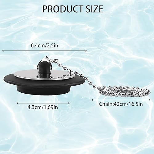 GIKPAX Lot de 2 Bouchons d'évier universels de Rechange pour évier de Cuisine, évier de Salle de Bain, évier de Cuisine, évier de Salle de Bain (Taille 4,2 à 4,5 cm, chaîne 41,9 cm) - Nail Gallerys