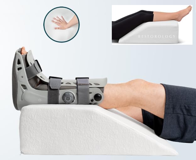 Restorology Coussin cale d'élévation des jambes, aide à dormir, se reposer, lire, circulation sanguine, post-chirurgie, dos, hanches, cou, genoux, oreiller incliné, housse amovible à fermeture éclair - Nail Gallerys