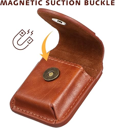 Operitacx Porte-Briquet en Cuir pour, Flip-Top Poche de Rangement protectrice avec Boucle métallique, Poche à Briquet en Cuir, pour Hommes et Femmes, 7.5 * 6 * 3cm - Nail Gallerys