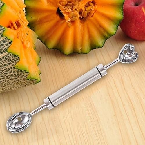 Scoop de baller de pastèque, scoop de fruits et baller | Scoop de baller à double tête pour pastèque,Cantaloup en acier inoxydable Cantaloup de crème glacée Sorbet Ball Spoon pour retirer le noyau - Nail Gallerys