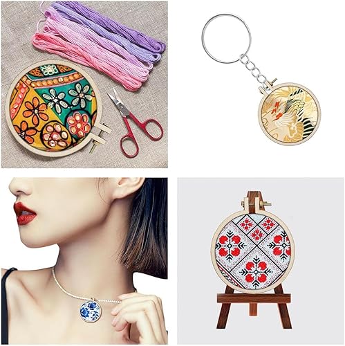 Ginobili Paquet de 20 Mini Cerceaux à Broder Ronds en Bois, Cerceaux en Bois, Cadre D'Affichage, Cercle pour Bricolage, Artisanat, Facile à Utiliser - Nail Gallerys