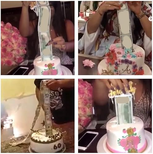 Vocdikficy Ensemble Boîte Money Box Cake, Boîte à Argent Automatique Cake ATM comme Illustré avec Le Cake Topper Anniversaire Doré Scintillant - Nail Gallerys