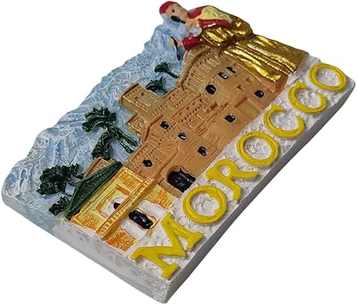Aimant de réfrigérateur 3D Maroc souvenir de voyage Décoration de réfrigérateur Autocollant magnétique peint à la main Collection artisanale - Nail Gallerys