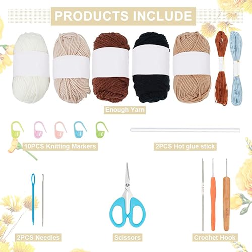 FREEBLOSS 3Set Kit Crochet Animaux Crochet Chat Kit Crochet Kit Crochet Débutant Kits de Crochet pour Chat Kit d'Porte-stylos a Crocheter pour Adultes Kit de Crochet avec Instructions - Nail Gallerys