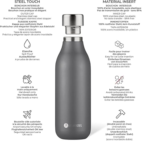 LES ARTISTES Paris A-4375 Bottle'Up 2.0, Thermos 500 ml, Gourde isotherme sans BPA, Réutilisable, Garde au chaud 12h et au froid 24h, Légère, Acier Inoxydable, Design Happy Snoopy - Nail Gallerys