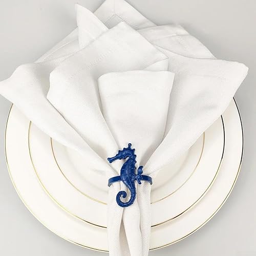 Lot de 6 ronds de serviette sur le thème marin pour dîners de famille et occasions spéciales à votre table (bleu) - Nail Gallerys