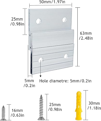 Ayiciel Cintre à taquet français de 5,1 cm, barre en Z en aluminium emboîtable pour cadre photo, crochet robuste en Z, support de montage mural (5,1 cm - 4 paires) - Nail Gallerys