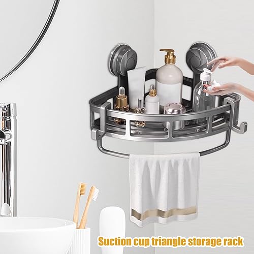 Vitsrisea Organisateur de douche d'angle, étagère de douche d'angle - Étagère d'organisateur à ventouse pour salle de bain - Porte-rangement de salle de bain à charge forte pour évier d'appartements - Nail Gallerys