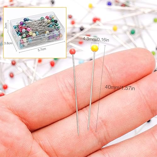Épingles Couture, 300 Pcs Epingle à Tête Ronde en Verre, 40 mm Epingles Couturiere Multicolores, pour Mercerie/Patchworkde/Couturière/Bijoux/Bricolage Décoration/Couture et d'Artisanat - Nail Gallerys
