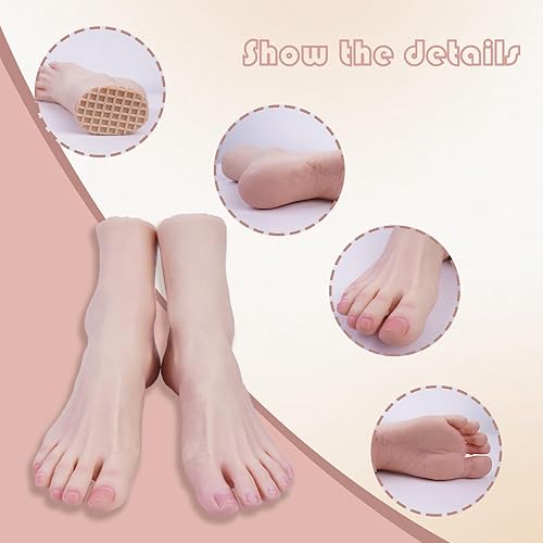 Pieds réalistes en silicone 1:1 pour femme - Présentoir de pied de mannequin pour bijoux, sandales, chaussures et chaussettes, peinture, nail art - modèles réalistes (ivoire, gauche) - Nail Gallerys