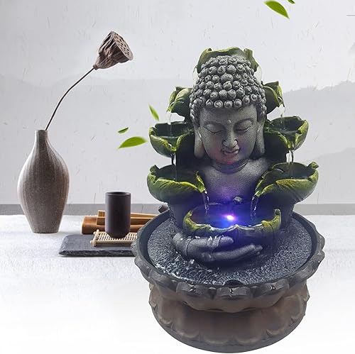 RainWeel Décoration d'aquarium Bouddha Statue de Bouddha, source de lumière LED disponible dans les couleurs rouge, orange, bleu et vert, pour salons de thé, bureaux, salons - Nail Gallerys