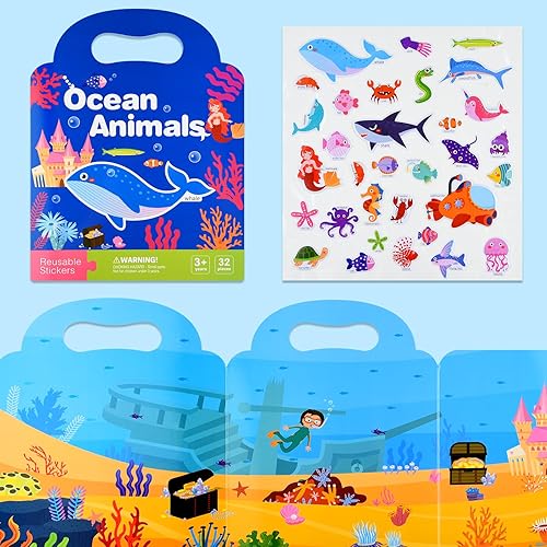 ASTARON Livre d'autocollants 3D réutilisables pour enfants, autocollants imperméables pour les véhicules des tout-petits, jeu d'autocollants gonflés, livres de scènes d'autocollants de voyage - Nail Gallerys