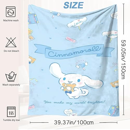 Ksopsdey Cinnamoroll Couverture Douce en Flanelle pour Enfants, Dessin Animé, Chaude et Confortable, Super Douce pour Canapé-lit - Nail Gallerys