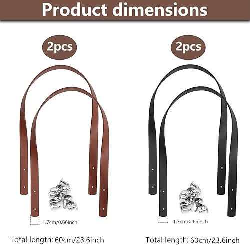 LATRAT Lot de 4 poignées de sac en cuir avec rivets, durables et interchangeables, en cuir synthétique, pour sacs à crochet, longueur - Nail Gallerys