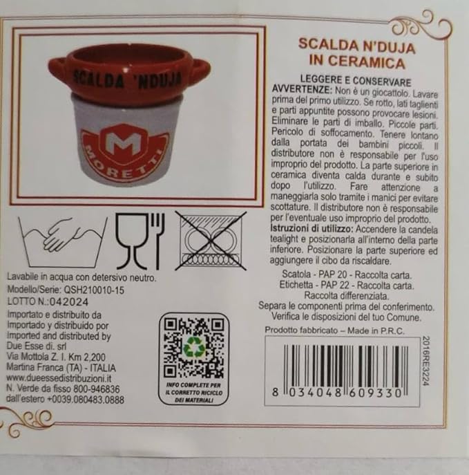 Moretti® | Réchauffer La Nduja en Terre Cuite | Réchaud Artisanal Fabriqué en Calabre | Adapté aux Aliments - Nail Gallerys