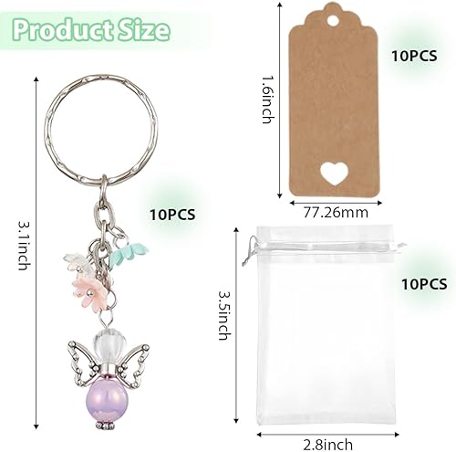 KSJEHW 30 Pièces Porte Clés Ange Gardien Pendentifs de Baptême de Mariage avec Sac Organza + Étiquette Papier Kraft pour Mariage Baptême Anniversaire Communion Noël(Style 1) - Nail Gallerys
