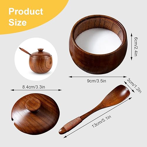 Boîte à Sel En Bois, Récipient Épices Assaisonnement, Pot à Épices Avec Cuillère, Boîte de Stockage Pour Cuisine - Nail Gallerys