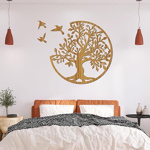 SENTOP HDF0504 Tableau sculpté sur le mur en bois pour intérieur Motif arbre de vie (Chêne, 40 cm) - Nail Gallerys