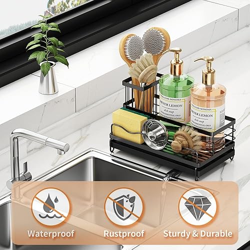 DMJWAN Panier d'évier – Organiseur d'évier de cuisine en acier inoxydable avec plateau de vidange amovible et drainage de dérivation - Nail Gallerys