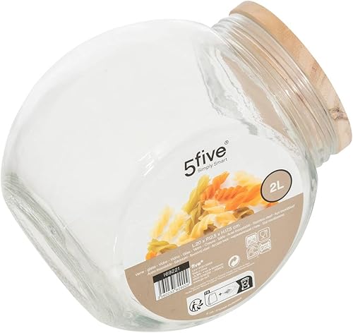 Five - Bocal à Bonbons en Verre Couvercle en Bois 2,1 L - Nail Gallerys