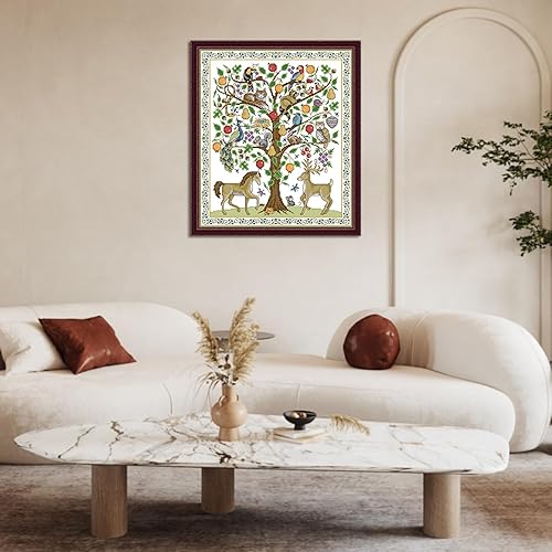 IUHUI Kit de broderie au point de croix 14 ct pré-imprimé pour débutants et adultes, motif arbre de vie pré-imprimé, 14 carats, motifs faciles - Nail Gallerys