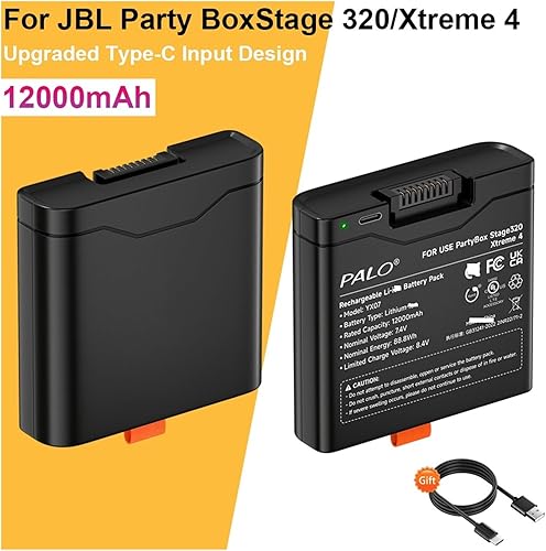 Batterie de remplacement 12000 mAh les enceintes compatible avec JBL Xtreme 4 et PartyBox Stage 320. Batterie externe de secours haute capacité avec entrée Type-C. Autonomie de 20heures. Chargement sé - Nail Gallerys