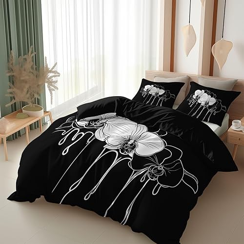 Srigzcaly Housse de Couette Fantaisie Ciel Étoilé Bleu 200 x 200 cm avec 2 Taies d'oreiller 65x65 cm, Parure de Lit Réversible Noir, Microfibre Linge de Lit 2 Personnes - Nail Gallerys