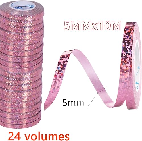 240 m de long, 24 serpentins scintillants, bleus, parfaits pour la décoration de mariage, la décoration d'anniversaire, la décoration du Nouvel An, ruban cadeau, ruban de ballon (bleu) - Nail Gallerys