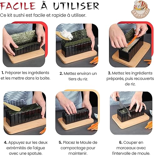 AKATSU EAT Kit à Sushi ultra complet - Pour faire des sushis et onigiris - Machine à maki, Moule amusant pour enfants - Idée cadeau originale - Nail Gallerys
