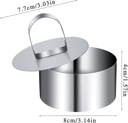 Emporte Piece Rond, Cercle a Patisserie, Moules à Mousse, 4PCS avec Poussoir Cercles de Présentation Moules à Tartelettes Anneau de Mousse Perforée Emporte Pièce Acier Inoxydable - Nail Gallerys