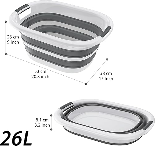 FIVMEN Panier à linge pliable 26 l - En plastique - Avec 2 poignées - Portable - Pliable - Peu encombrant - Pour vêtements, jouets et camping - Nail Gallerys