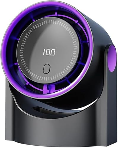 Volakebeing Ventilateur de bureau portable sans pales 100 vitesses, rechargeable par USB, silencieux, avec affichage numérique, pour bureau, maison, camping (café au lait) - Nail Gallerys