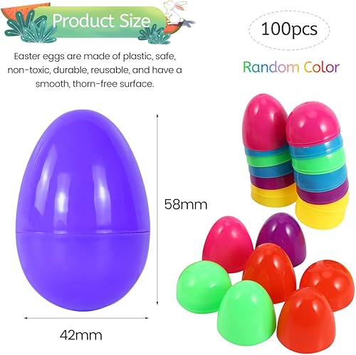 XiXiRan Oeufs de Pâques Colorés, Oeufs de Pâques en Plastique, Oeufs de Pâques Decoration, Oeufs en Plastique Remplissables, Oeufs Paques Couleur, Oeufs en Plastique Suspendus avec Corde (100 Pièces) - Nail Gallerys
