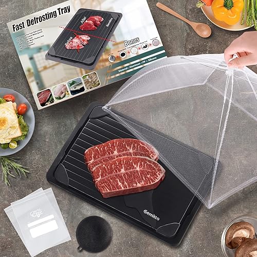 GEMITTO Plaque decongelation Rapide, dégivrage des Aliments surgelés, Fondre Viande surgelés naturellement et sécurité, Pas d'électricité et Aucun ingrédient Chimique, 33.5 x 23.5 x 3.5 cm(Plateau) - Nail Gallerys