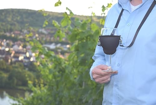 WineHolder Support de verre à vin à porter autour du cou avec tour de cou inclus, rouge (Rouge) - ROT01 - Nail Gallerys