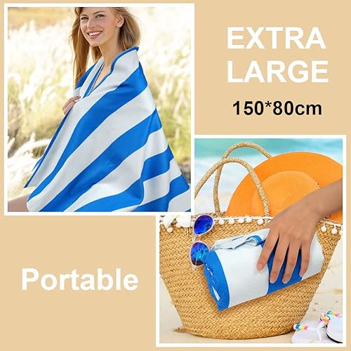 URAQT Serviette de Plage en Microfibre Ultralégère, Nom Serviette de Plage Douce et Confortable, Serviette de Bain Douce et Facile à Entretenir pour le Fitness, Voyages, Plage, Natation, 160x80 cm,A - Nail Gallerys