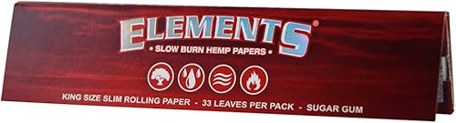 Elements Red King Lot de 20 Feuilles Slim de Papier Fin en Chanvre - Nail Gallerys