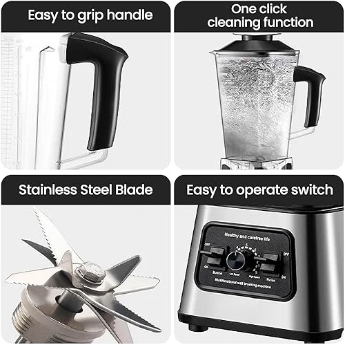 Mixeur Blender 6000W, Blender Professionnel, 2.5L Mixeur Blender Multifonctionnel, 4 Lames en Inox, 10 vitesses,Broyeur Robot Culinaire 2 Pichets, Blender Smoothie Fruits - Nail Gallerys