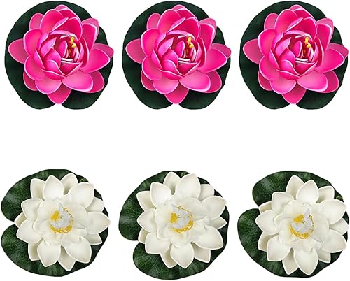 Lot de 6 Fleurs de Lotus Artificielles Flottantes Plantes Artificielles de Lotus pour Étang Nenuphar Flottant Fleurs Artificielles Nenuphar pour Bassin Plante Plantes D'étang Flottantes Jardin étang - Nail Gallerys