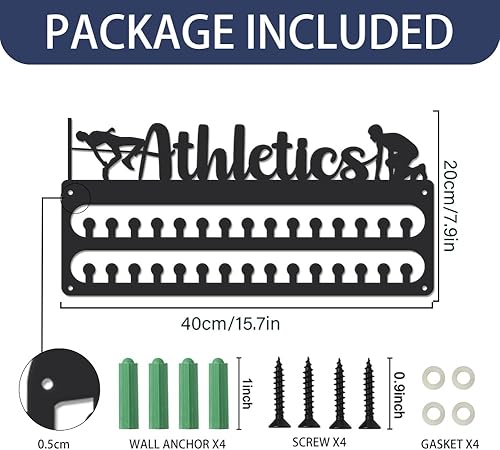 SUPERDANT Porte Médailles Porte Médailles Mural Présentoir de Médailles Porte Médailles en Métal Noir Mat Porte Medailles en Fer Ruban de Course Récompense pour Athlètes Cadeau - Nail Gallerys