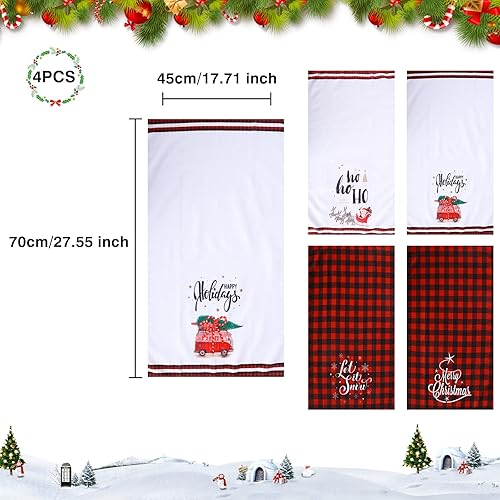Hileyu Torchons de Noël 4 pièces,40x70cm torchons Microfibres,Serviettes de Cuisine Super absorbantes,Torchons et Serviettes de Bar à Carreaux Joyeux Noël,Torchon Cuisine - Nail Gallerys