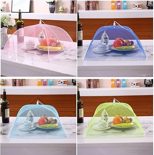 SXYHKJ 4 Pcs Cloche Alimentaire/Cloche Anti-Insectes/Aliments Tente/Couvercle de Nourriture Pliante écran en Maille Parapluie-niques, BBQ et Plus - 4 Couleurs (Rose, Vert, Bleu, Jaune) - Nail Gallerys