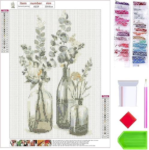 Rixotix Peinture diamant 5D pour adulte avec accessoires de peinture diamant - Kit de peinture florale - Kit de peinture diamant - Cadeau pour la décoration murale de la maison (30 x 40 cm) - Nail Gallerys