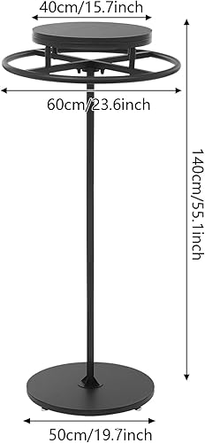 Xingfx Porte-manteau rond rotatif à 360° en métal - Multifonction - Avec base stable - Hauteur : 140 cm - Pour magasins de vêtements/boutiques - Noir - Nail Gallerys