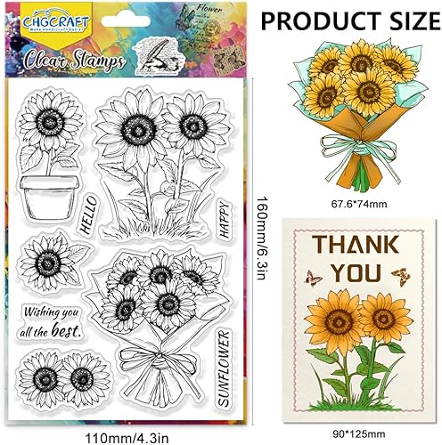 CHGCRAFT Pivoine Tampons Transparents Fleur de Pivoine Timbre Transparent silice Tampon Transparent Sceaux Pour Cartes Fabrication Bricolage Scrapbooking Journalisation Photo Décoration - Nail Gallerys