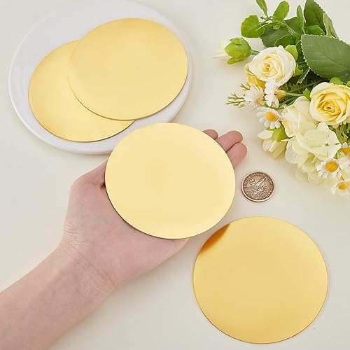 PH PandaHall 4Pcs Plaque Ronde en Laiton 10cm Diamètre 1mm D'Épaisseur Plaque Ronde en Cuivre Pur Joint Circulaire en Cuivre pour L'Artisanat Bijoux Réparation Électrique Industrie - Nail Gallerys